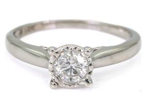 14K witgouden solitaire ring met 0.51CT diamant