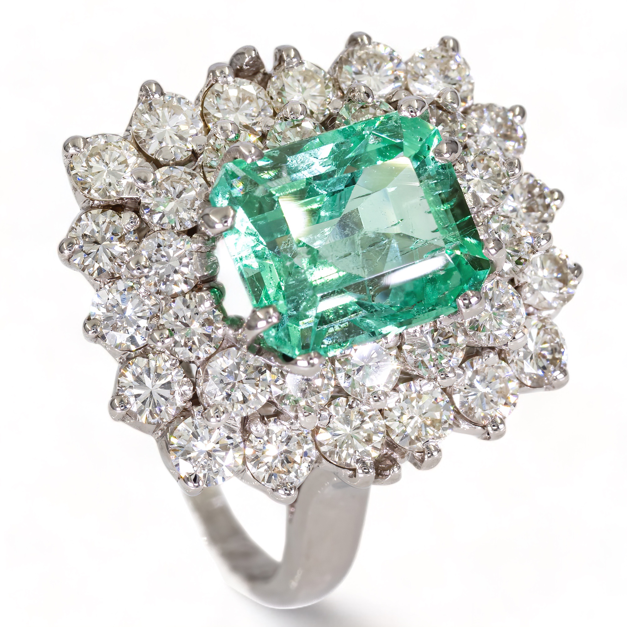 14K Gouden ring - 2,68CT Diamant & 3,88CT Smaragd